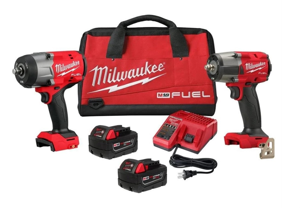 Milwaukee Tool M18 FUEL 1/2 Inch HTIW & 3/8 Inch MTIW Impact Wrench Automotive Combo Kit