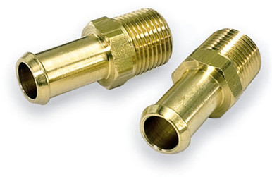 Moroso brass fuel hose fitting 3/8 in NPT male to 1/2 in hose barb 65390