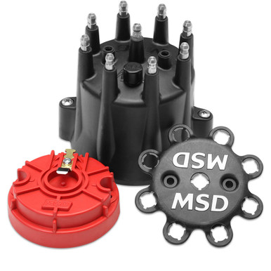 MSD Black HEI Distributor Cap and Rotor Kit for Chevy V8 Engines 84336