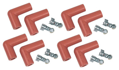 MSD Pro Race High Temp 90° Spark Plug Boot Kit 8.5mm Red 8852