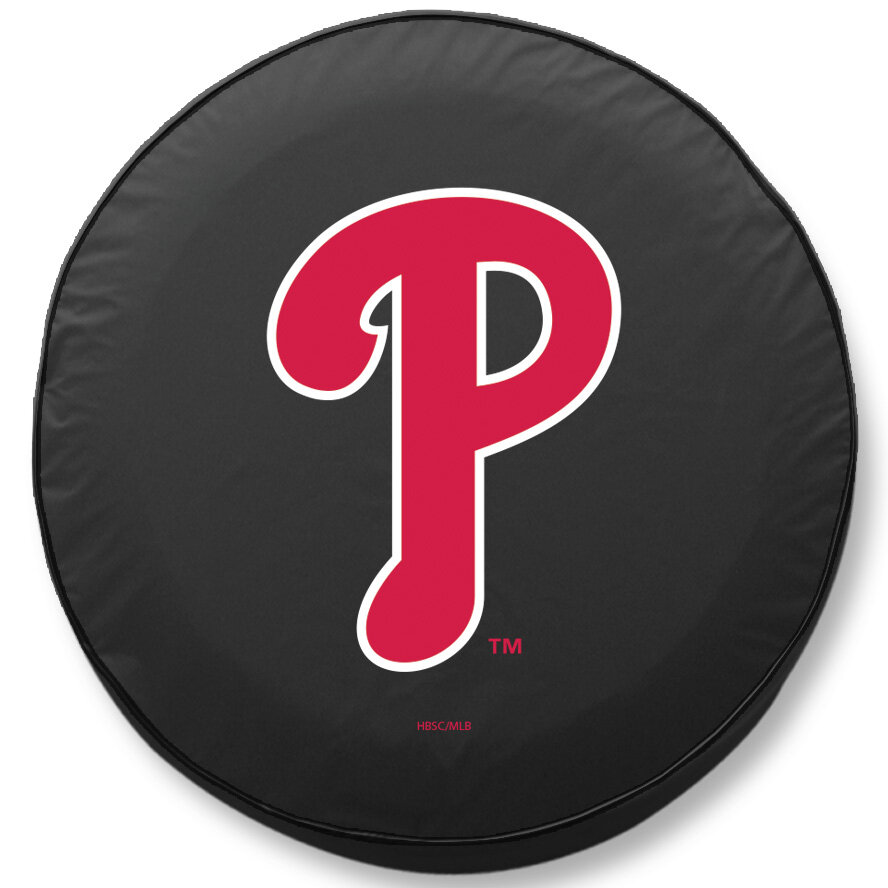MLB TCAMLBPhiBK Philadelphia Phillies Tire Cover in Black for 34" x 8" Tire