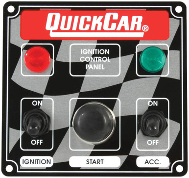 QuickCar Ignition Panel 2 Switches 1 Button with Lights 4-5/8 x 4-3/8 50-022