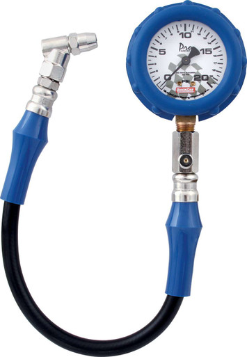 QuickCar 0-20 PSI Dry Tire Pressure Gauge 2-1/2" Face 14" Hose 56-020