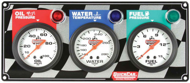 QuickCar 3-Gauge Panel Oil Pressure Water Temperature Fuel Pressure 61-6012