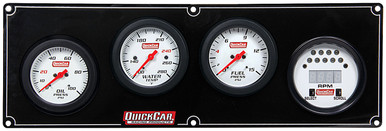 QuickCar Extreme 3-in-1 Gauge Panel with Tachometer, Oil Pressure, Water Temperature, Fuel Pressure, Black, 13-5/8" x 4-1/2", 61-7042