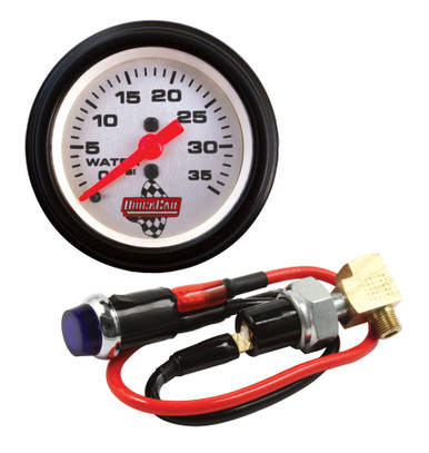 QuickCar Water Pressure Gauge Kit 2-1/16" 0-35 PSI with Blue Warning Light 61-716