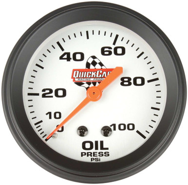QuickCar 2-5/8" Mechanical Oil Pressure Gauge 0-100 PSI Silver Face 611-6003