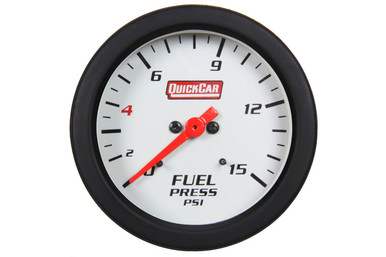 QuickCar Extreme Fuel Pressure Gauge 2-5/8" 0-15 PSI Mechanical White Face Backlit Warning Light 611-7000