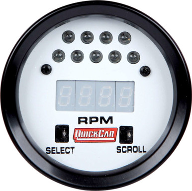 QuickCar Extreme Digital Tach 2-5/8" 18,000 RPM White Face QRP611-7010