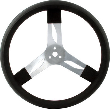 QuickCar 17" Aluminum Steering Wheel Black Rubber Grip 3-Spoke 3" Dish 68-002