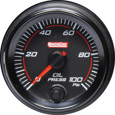 QuickCar Redline 2-5/8" Oil Pressure Gauge 0-100 PSI Black Face 69-003