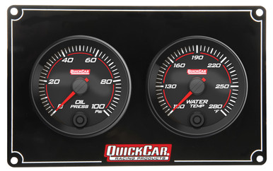 QuickCar Redline 2-5/8" Oil Pressure and Water Temperature Gauge Panel Black 69-2001