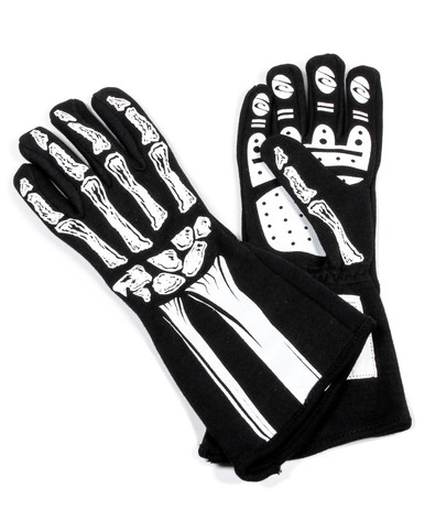 RJS Single Layer White Skeleton Gloves Medium 600080133