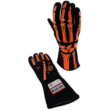 RJS Single Layer Orange Skeleton Gloves Large 600090142