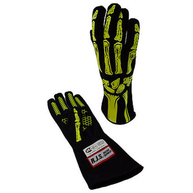 RJS Single Layer Yellow Skeleton Gloves Large 600090150