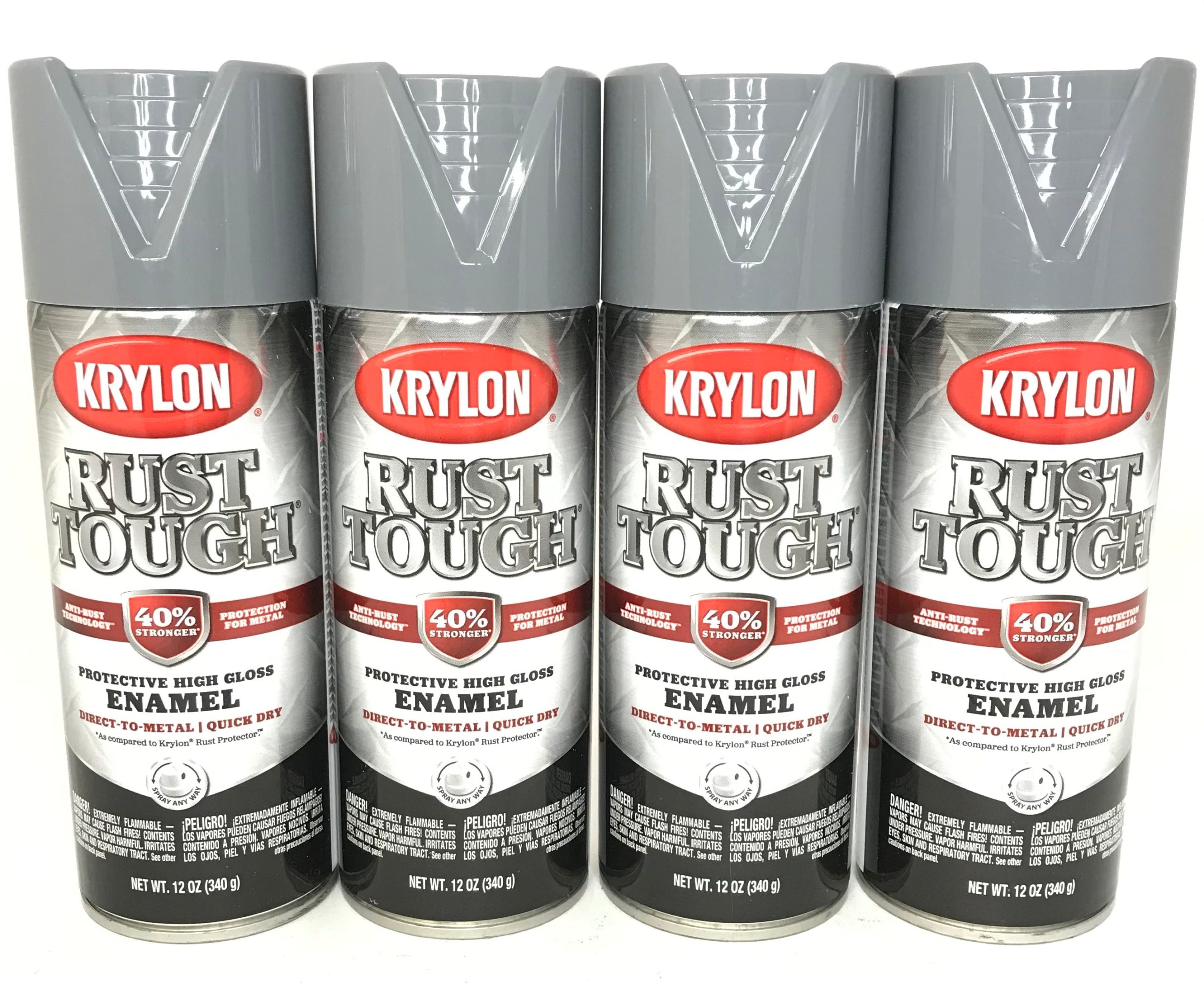 KRYLON RTA9206 Rust Tough GLOSS Battleship Gray Primer - Max Protection - Quick Dry - 4 PACK