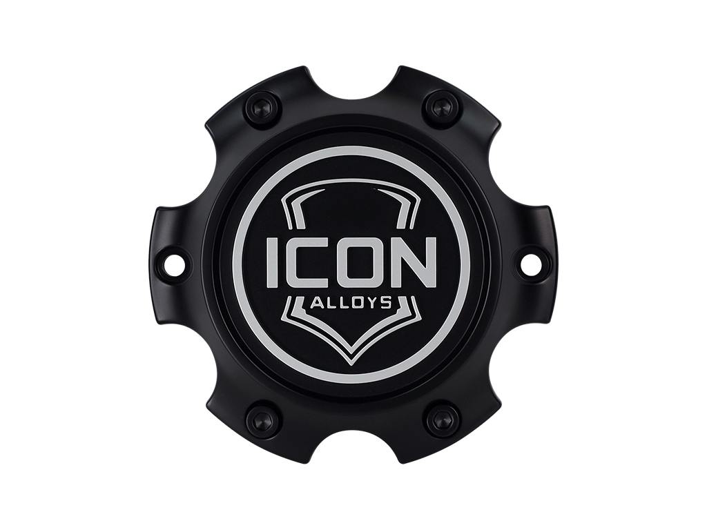 ICON Alloys RX-6135-S2 ICON ALLOYS - EMBOSSED CENTER CAP SATIN BLACK / WHITE - 6 X 135
