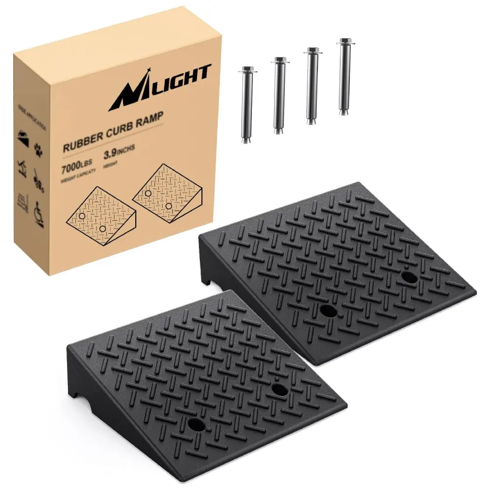 3.9 Inch 7000lbs Load Capacity Rise Height Heavy Duty Rubber Curb Ramp (Pair)