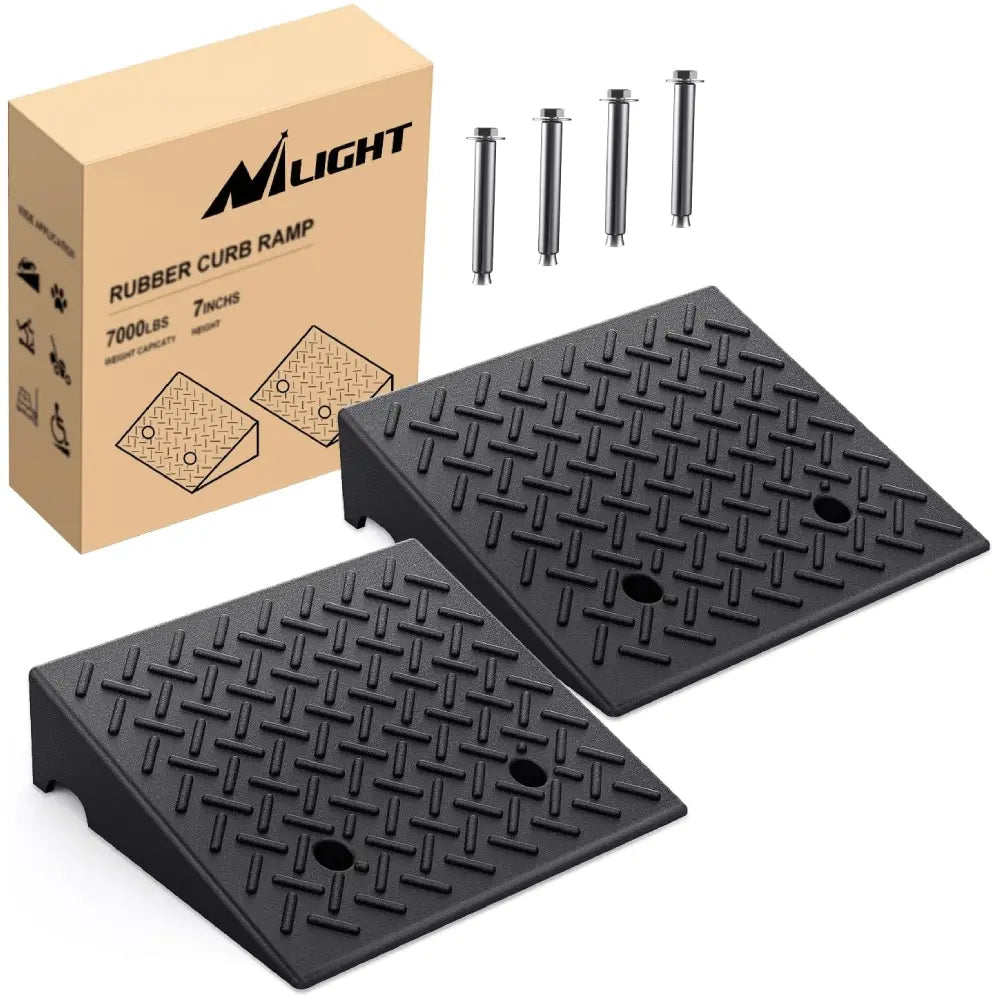 7 Inch 7000lbs Load Capacity Rise Height Heavy Duty Rubber Curb Ramp (Pair)