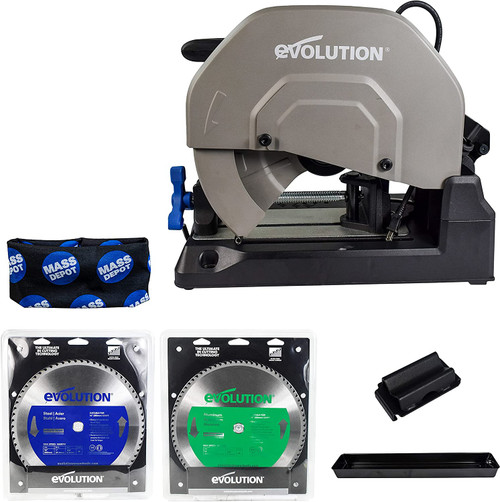 Evolution S380CPS Heavy Duty 15 Inch Metal Cutting Chop Saw W/Two 14" Blades One Carbide-Tipped Blade One Aluminum Cutting Blade Premium Dry Cut Saw Miter Saw 45 deg. (Discontinued) Replaced by S15CPS