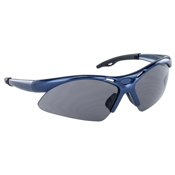 Diamondback Safety Glasses with Blue Frame and Shade Lens in a Polybag
