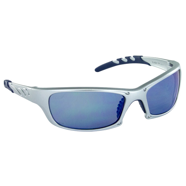 GTR Safety Glases with Silver Frames and Ice Blue Mirror Lens in Polybag