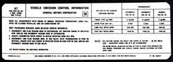 1975 Camaro Emission Decal, 350 Four Barrel, AT Code 360421