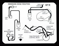 1983 Camaro Z28 Emission Hose Routing Decal, DTX Code