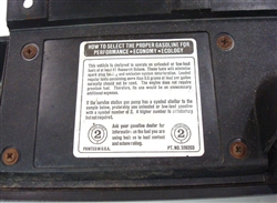 1971 - 1981 Camaro Glove Box Console Fuel Recommendation Decal, 339203