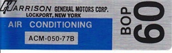 1977 Camaro Harrison Air Conditioning Evaporator AC Box Decal