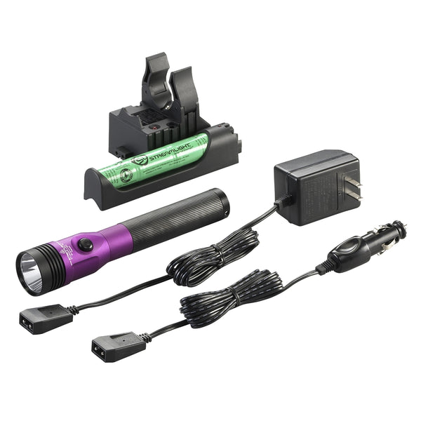 Stinger LED HL Rechargeable Flashlight - 120/DC, PiggyBack Holder - Purple