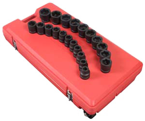 Sunex Tools 5692 1in Drive 21-Piece SAE Impact Shallow Socket Set