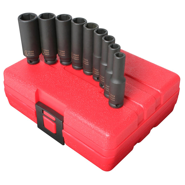 9 Piece 1/4" Drive Deep Metric Socket Impact Set