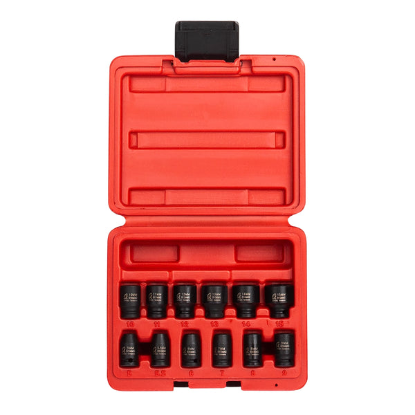 12 Piece 1/4" Drive Metric Magnetic Impact Socket Set SUN1822