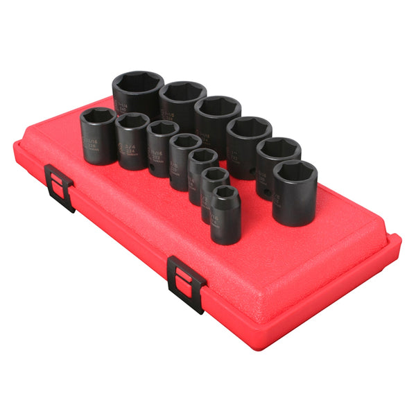 13 Piece 1/2" Drive 6 Point Standard SAE Impact Socket Set