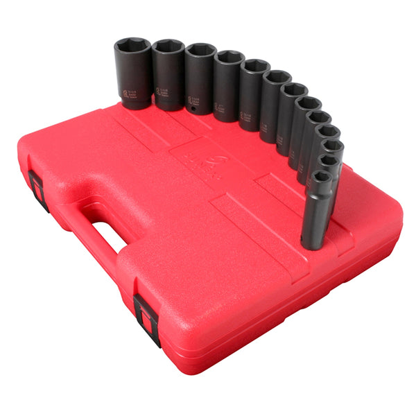 13 Piece 1/2" Drive 6 Point Deep SAE Impact Socket Set SUN2651
