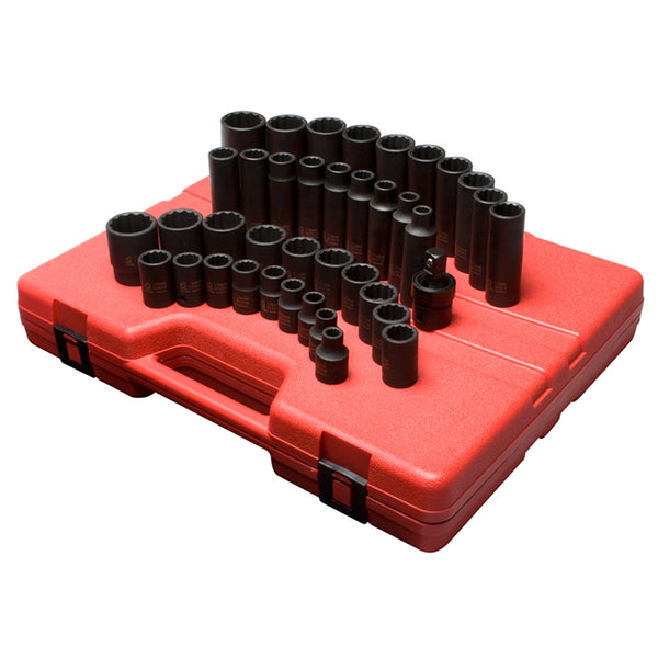 39 Piece 1/2" Drive 12 Point Metric Master Impact Socket Set SUN2699