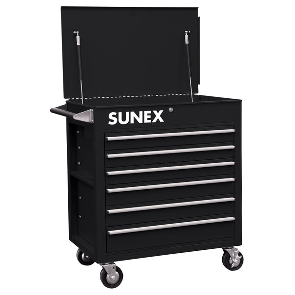 6 Drawer Full Drawer Professional Cart - Black SUN8057BK