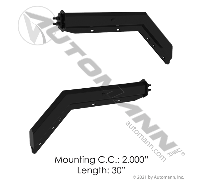 Automann 562.458 Mud Flap Hanger Kit – 45° Angled, Spring-Loaded, Black, 2" Bolt Spacing