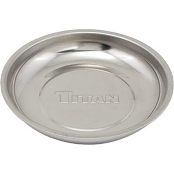 Magnetic Tray, 5-7/8" Diameter Round, Stainless Steel, with Non Marring Rubber Covered Base