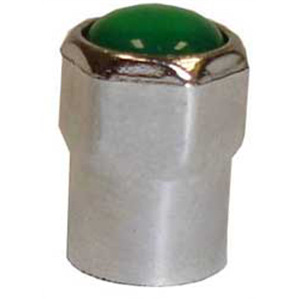 Chromed Plastic Hex Cap With Green ID - Can Be Used In TPMS Applications (Box of
