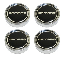 1980 - 1981 Five Spoke N90 Mag Aluminum Wheel Camaro Black Center Caps, Set