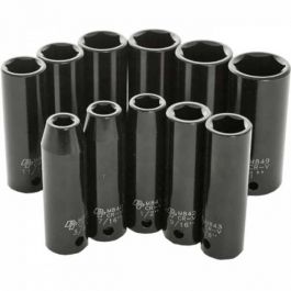 Performance Tool 11pc 1/2" Drive 6 Point Deep Impact Socket Set - SAE