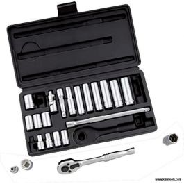 Performance Tool 22pc 1/4" Drive 6 Point Socket Set with Ratchet - Metric