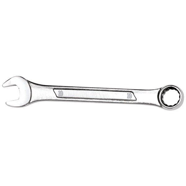 Chrome Combination Wrench, 10mm, with 12 Point Box End, Raised Panel, 4-7/8" Long