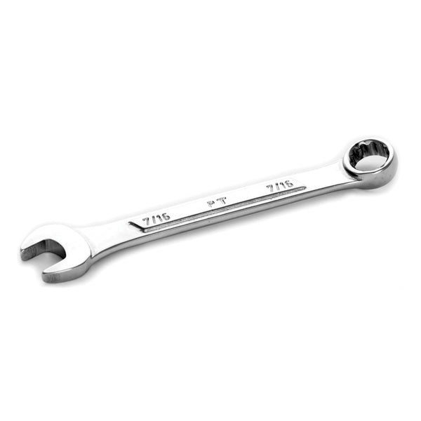 Chrome Combination Wrench, 7/16", with 12 Point Box End, Raised Panel, 5-1/8" Long