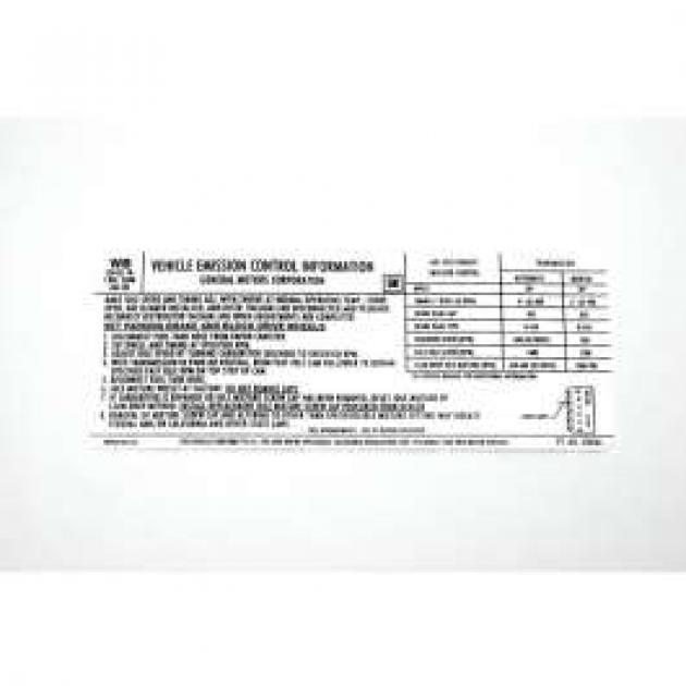 El Camino Emission Decals 250 c.i. 1 Barrel, Automatic Or Manual Transmission, Code WB, 1973
