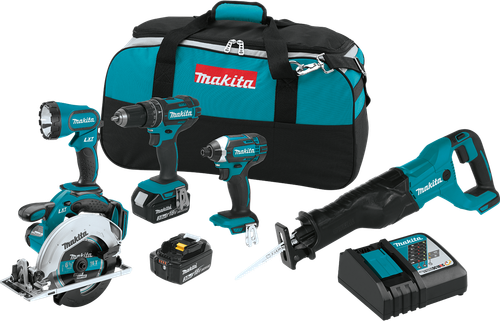 18V LXT™ Lithium-Ion Cordless 5-Pc. Combo Kit (3.0Ah), Variable speed, XT505
