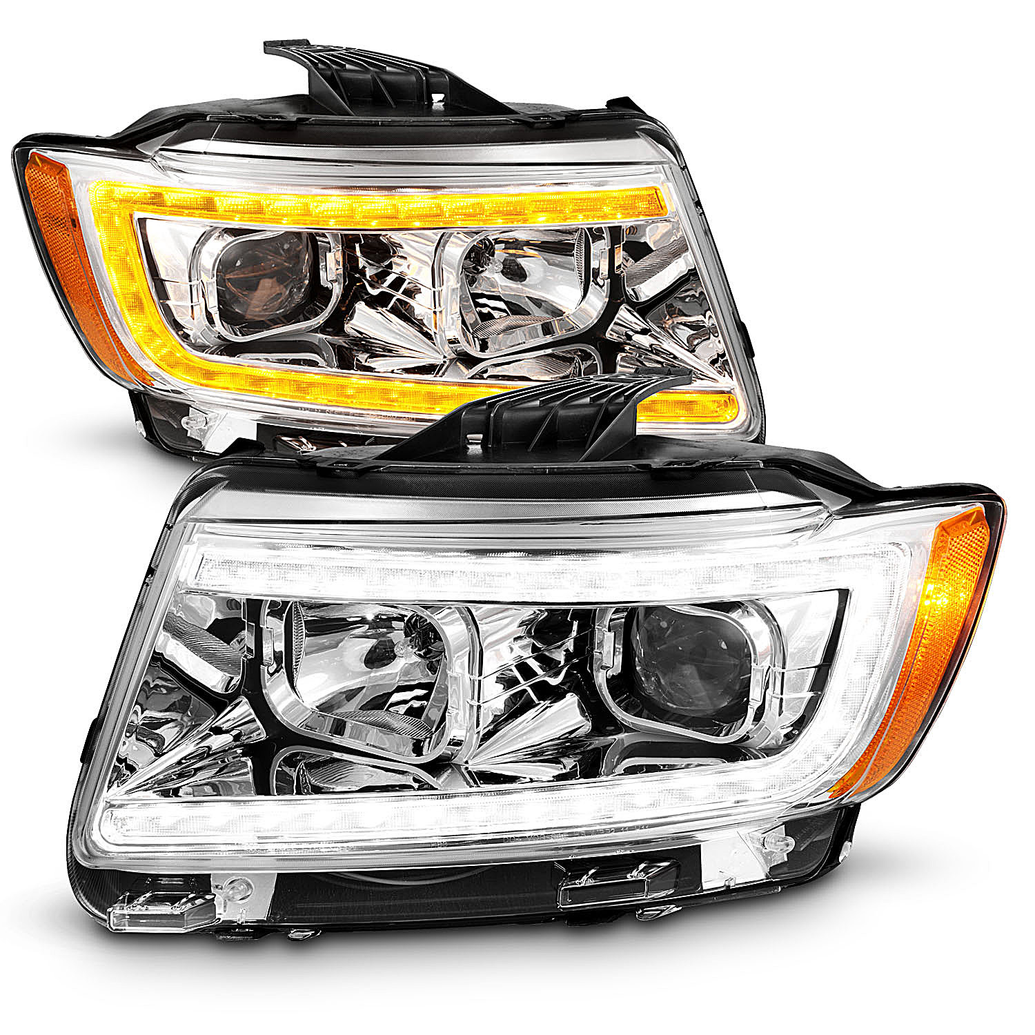 Anzo USA Projector Switchback Plank Style Headlightsfor 11-13 Jeep Grand Cherokee WK2