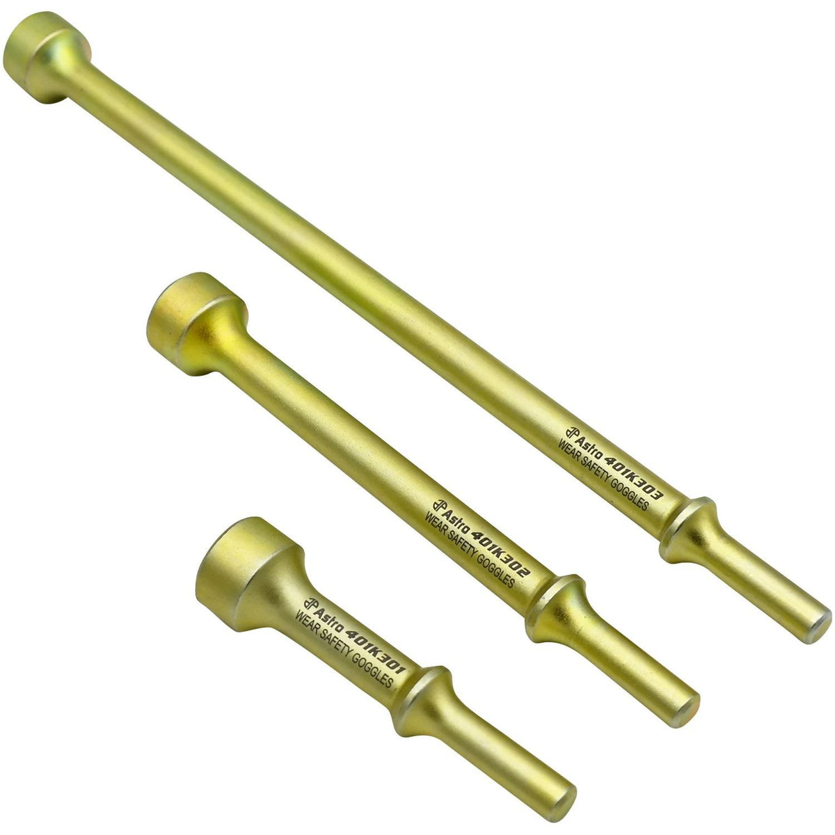Astro Pneumatic 401K3 3-Piece THOR Air Hammer Bit Set, .401" Shank, 4", 7" and 12" Lengths